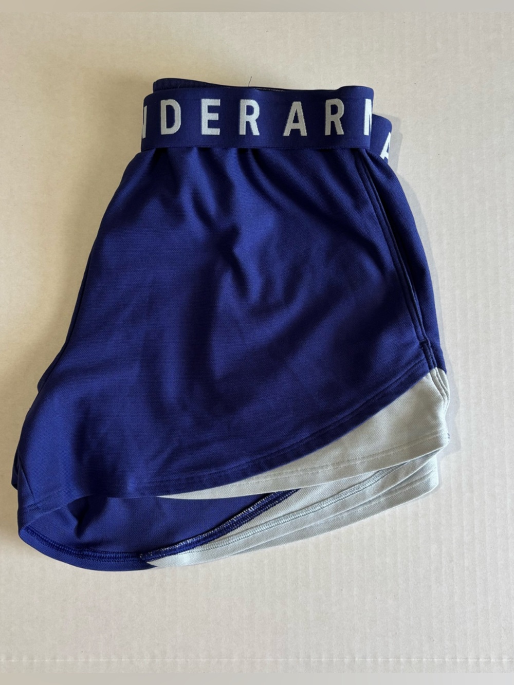 Under Armour Play Up 3.0 Shorts Women’s Medium Blue White Athletic - Picture 4 of 6